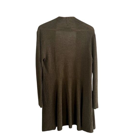 Eileen Fisher Green Open Front Drape Cardigan - Olive Green - Size S - Picture 3 of 6